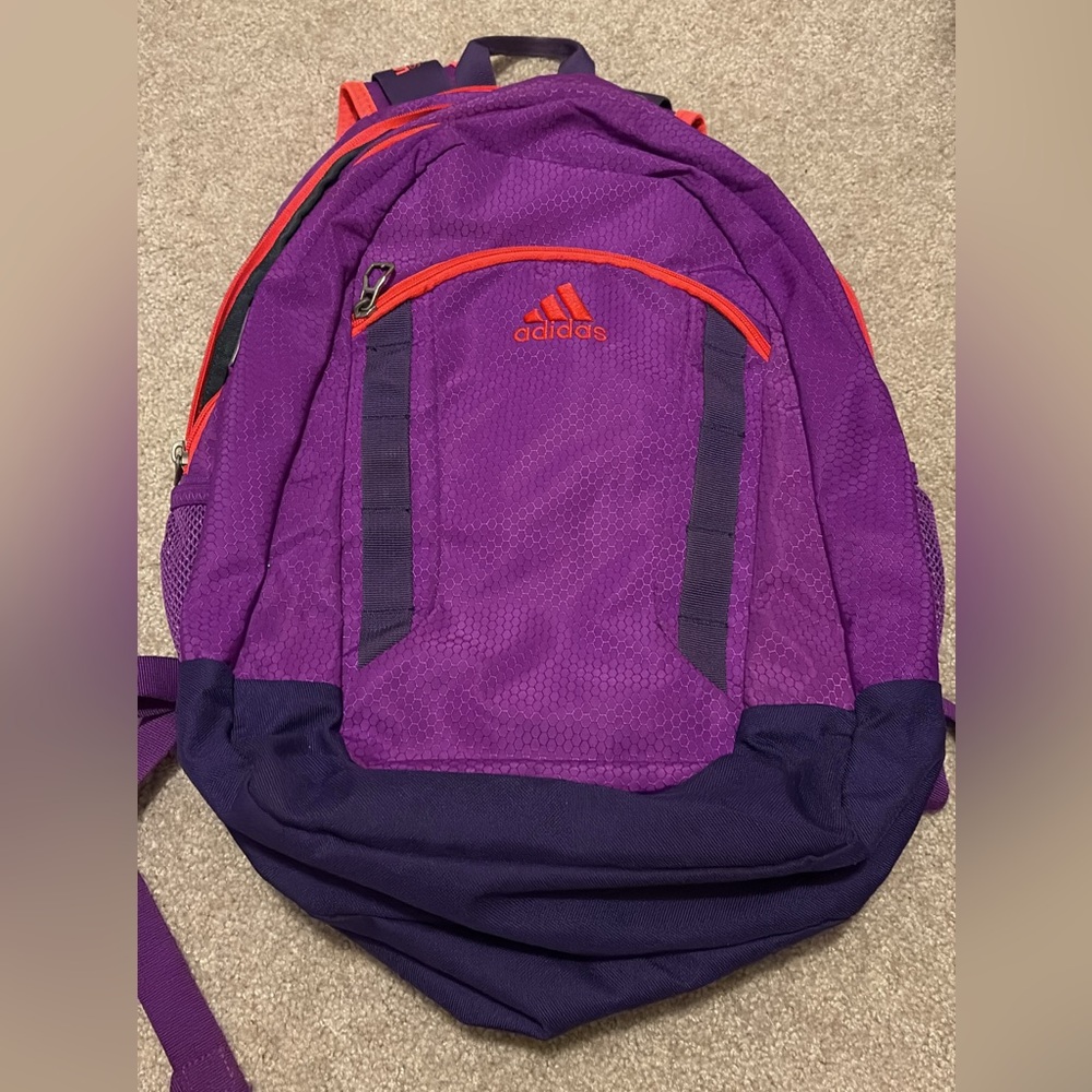 Like new Adidas Purple Backpack with Orange Accents